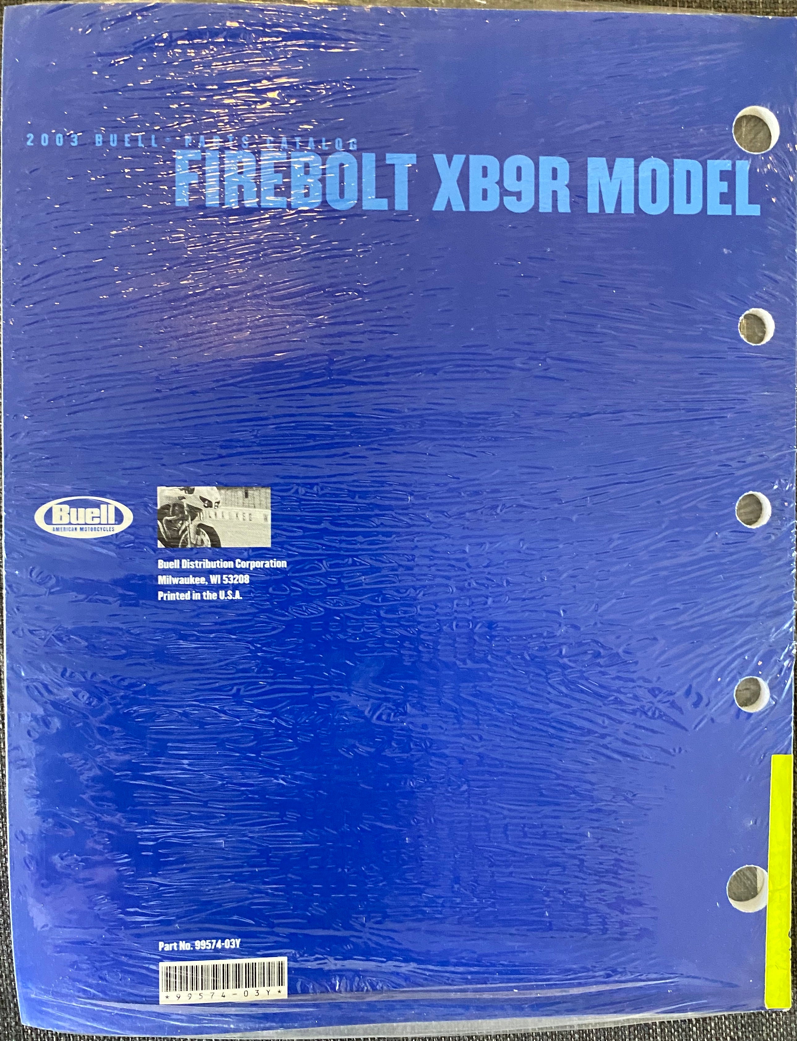 Genuine Buell 2003 Firebolt XB9R NOS Factory Parts Catalog