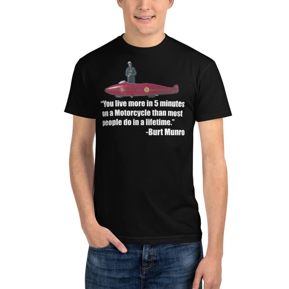 Burt Munro Motorcycle Quote Black T Shirt
