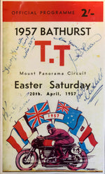 1957 Bathurst Easter Motorcycle T.T Signed A3 Poster