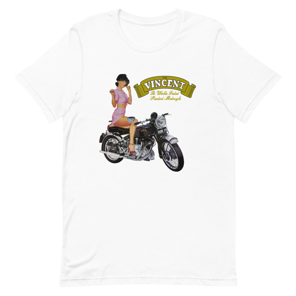 Vincent 'The Worlds Fastest Standard Motorcycle' White T Shirt