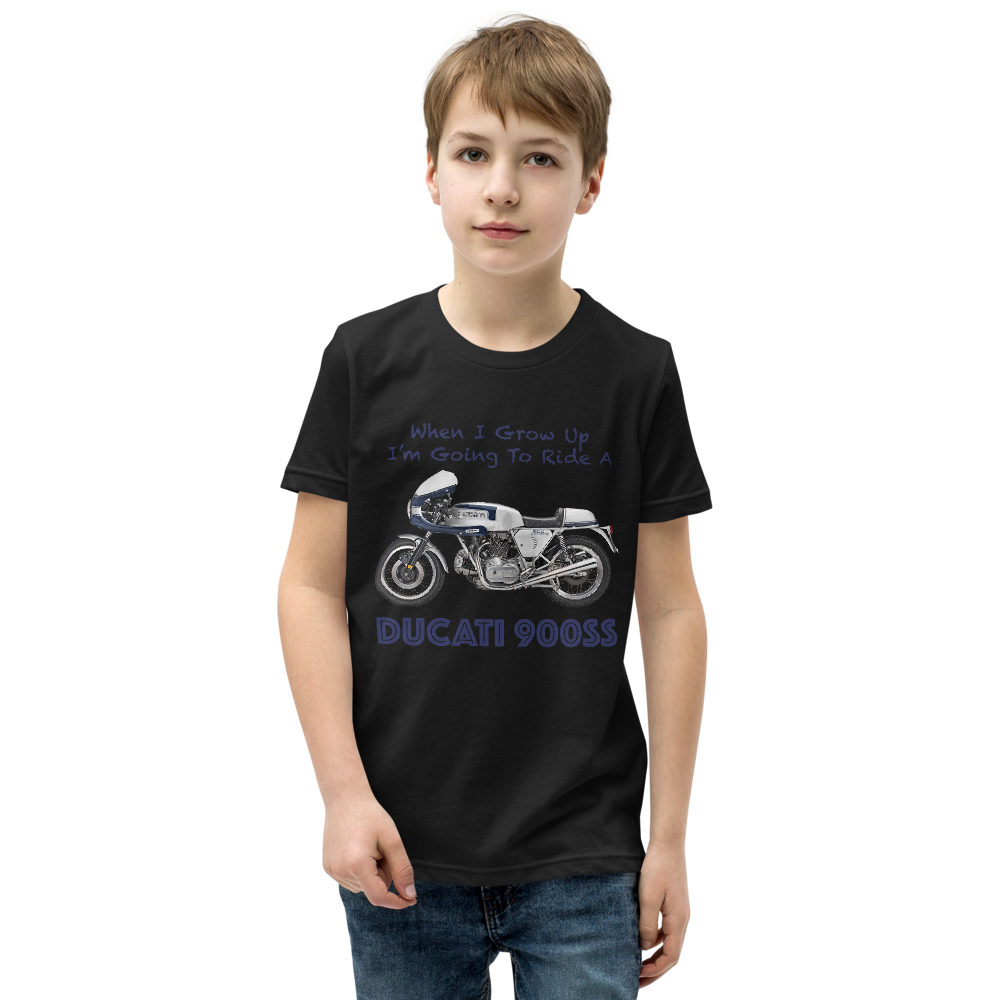 'When I Grow Up' Ducati 900SS Kids Black T Shirt