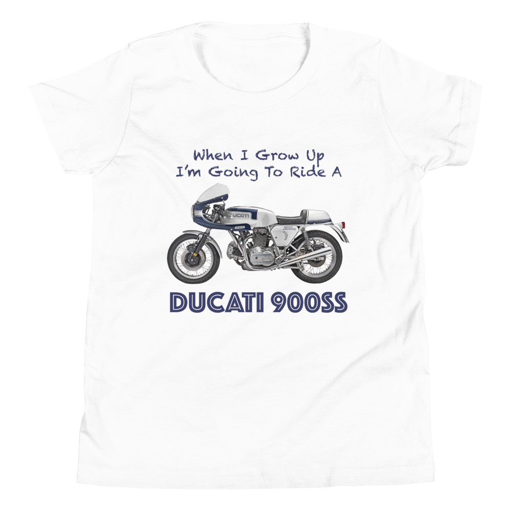 'When I Grow Up' Ducati 900SS Kids White T Shirt