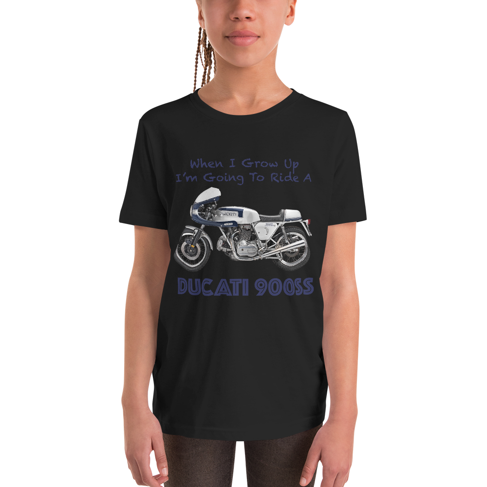 'When I Grow Up' Ducati 900SS Kids Black T Shirt