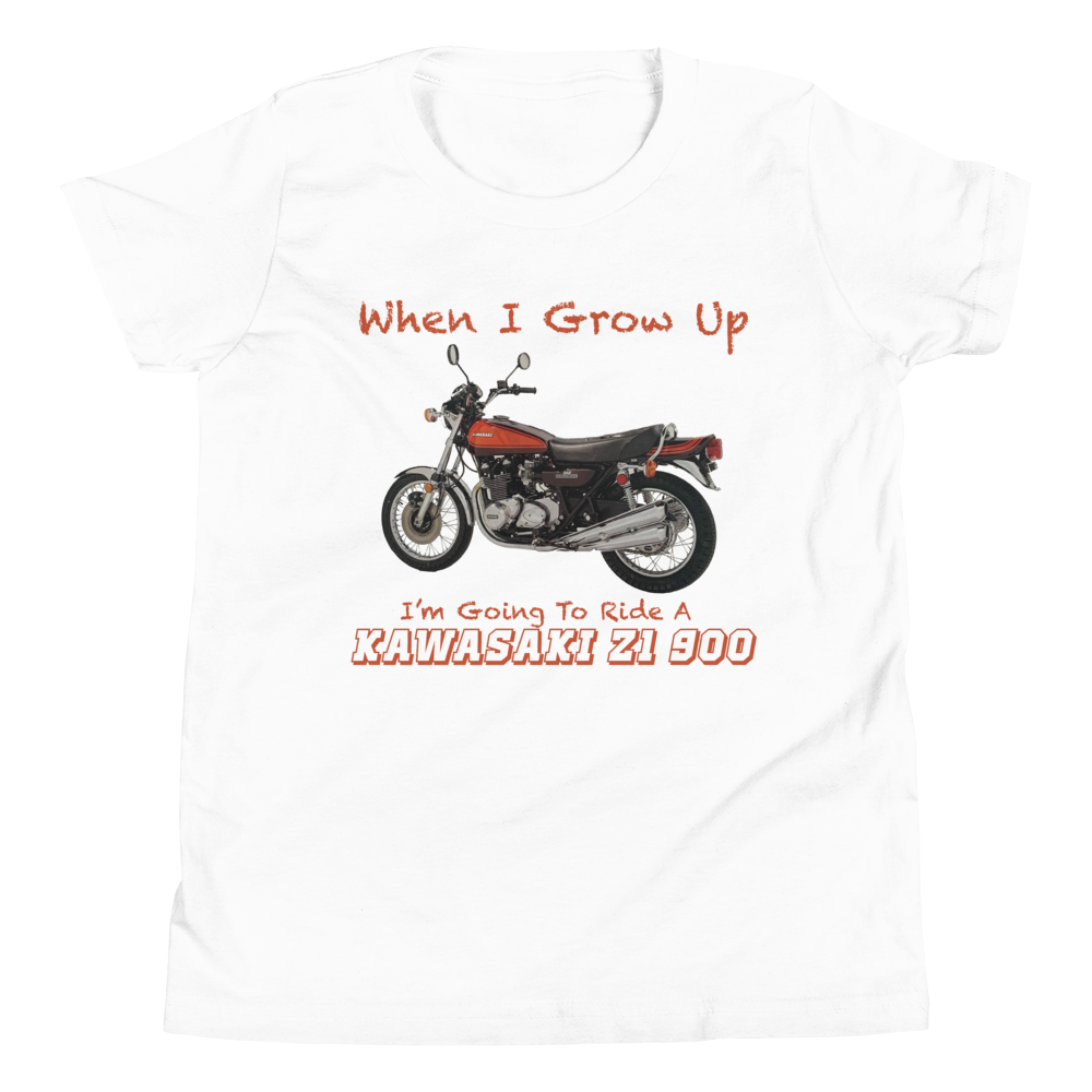 'When I Grow Up' Kawasaki Z1 900 Kids White T Shirt