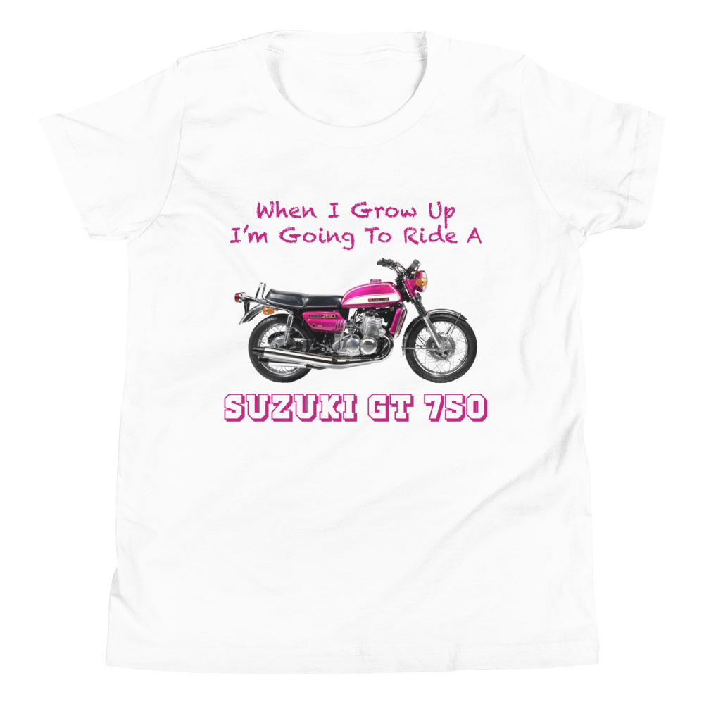 'When I Grow Up' Suzuki GT750 Kids White T Shirt